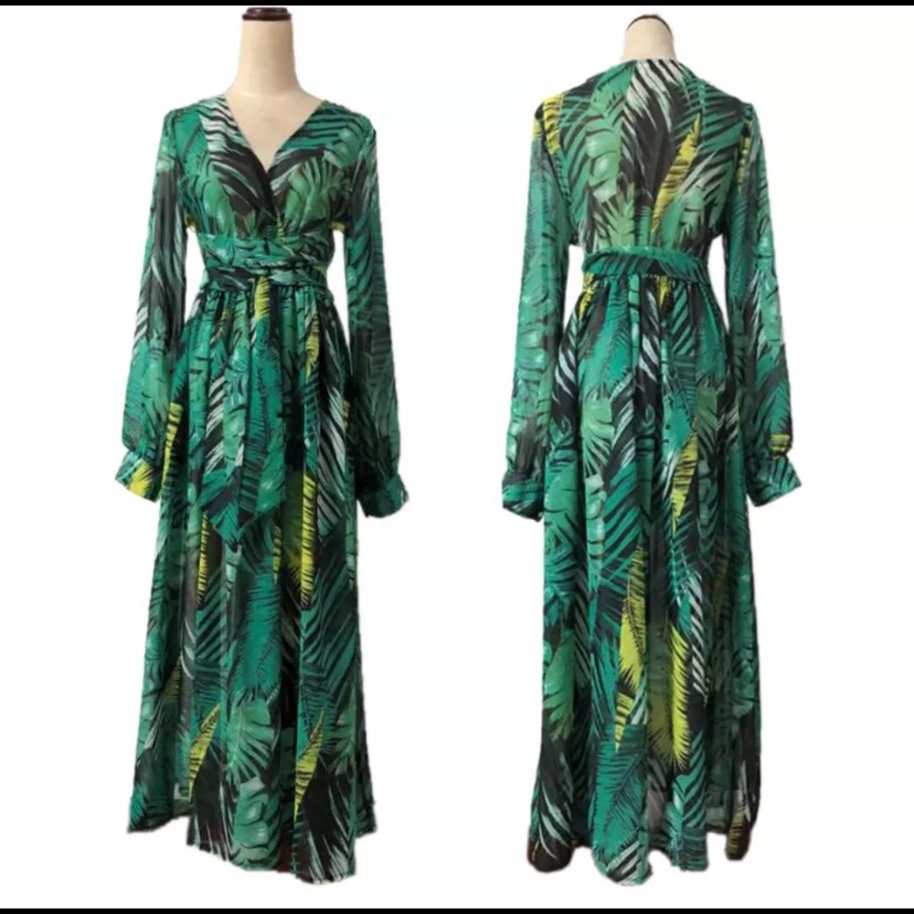 Floral maxi dress w/belt - Picture 2 of 3